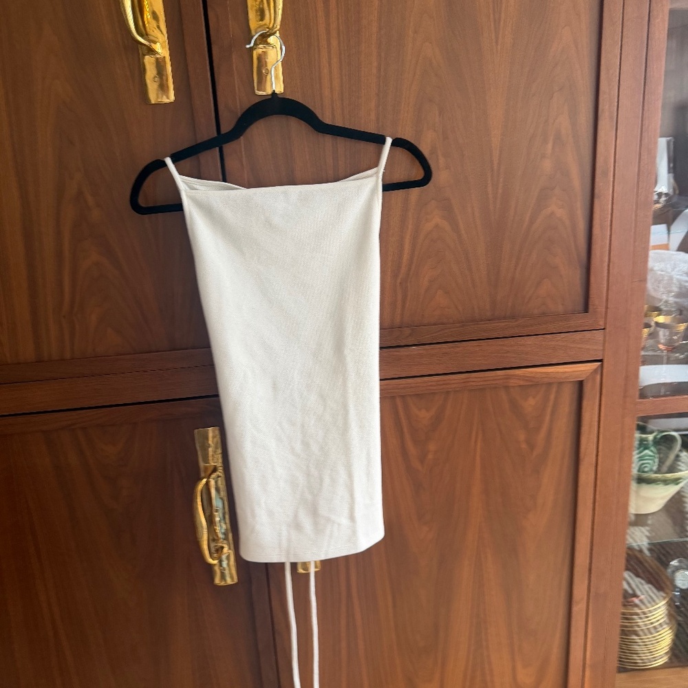 Zara White Knit Two Piece Set Strappy Back Top & Wide Leg Pants Size S